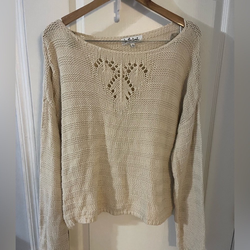 Chic Cream Open-Knit Sweater‎